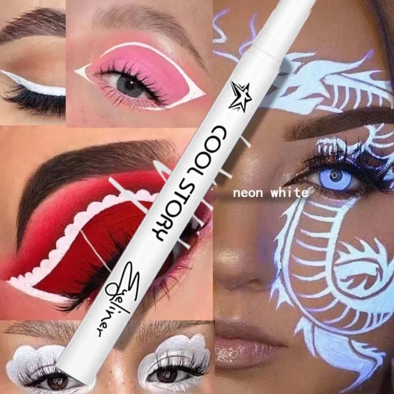 12 Color UV Fluorescent Eyeliner Gel Pen Waterproof Quick Drying Neon Colorful Eyeliner White Blue Purple Music Party Eye Makeup — image 3