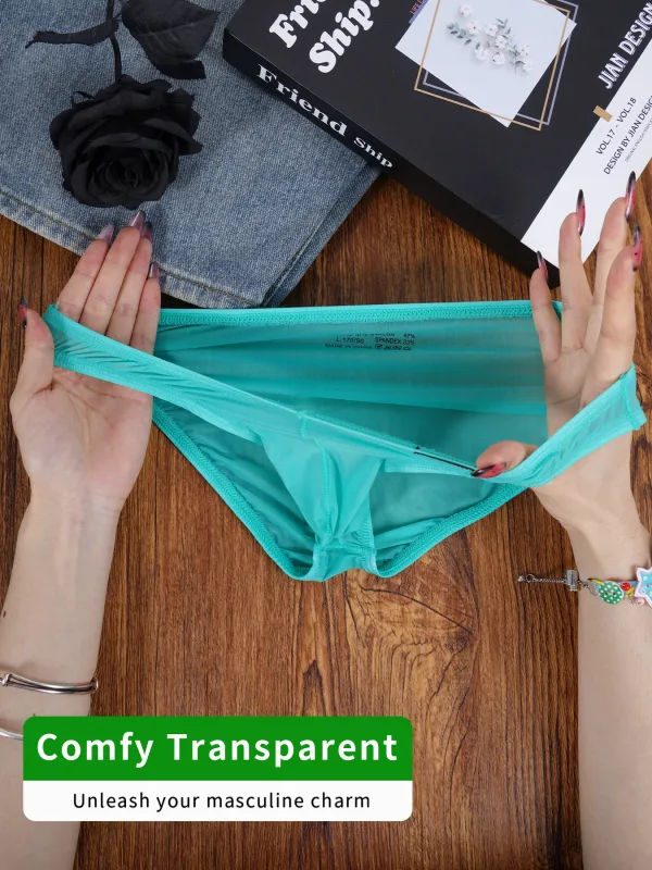 1 PCS Men's Ice Silk Ultra-Thin Cooling Mesh Sheer Briefs, Independent U Convex Pouch, Slim Fit Barely-There Daily Underwear — image 5