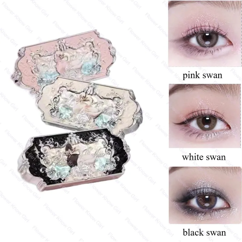 Flower Know Swan Grace Set Swan Ballet Eyeshadow Little Angel Highlight Powder Glow Waterproof Matte Lipstick Glossy