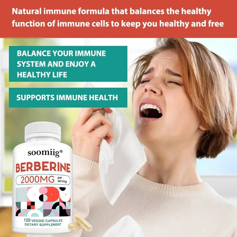 Berberine Extract Supplement - Immune System Support Healthy Gastrointestinal Tract Heart Health - 120 Capsules