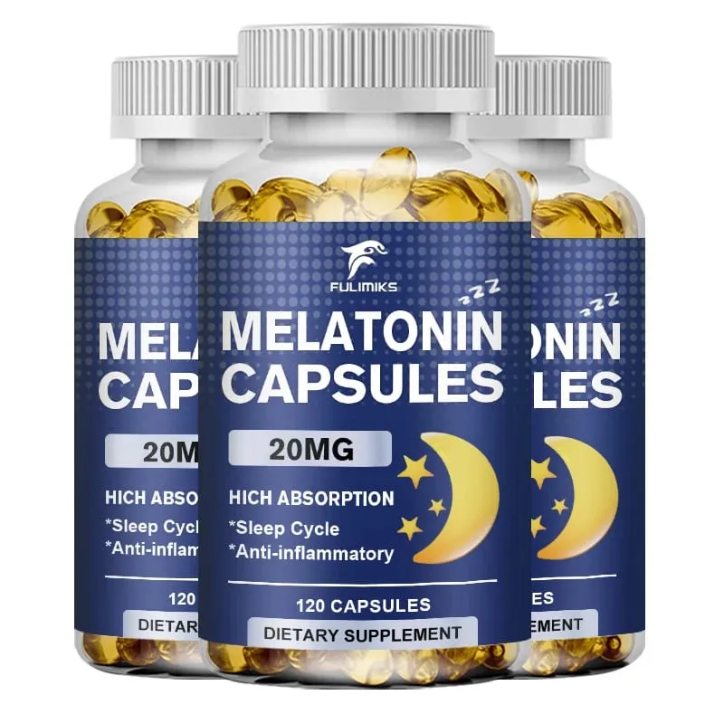 Mélatonine 20 mg Complément Alimentaire Sommeil 120 Capsules Arôme Fraise Contient de la Mélatonine - Sommeil Sain