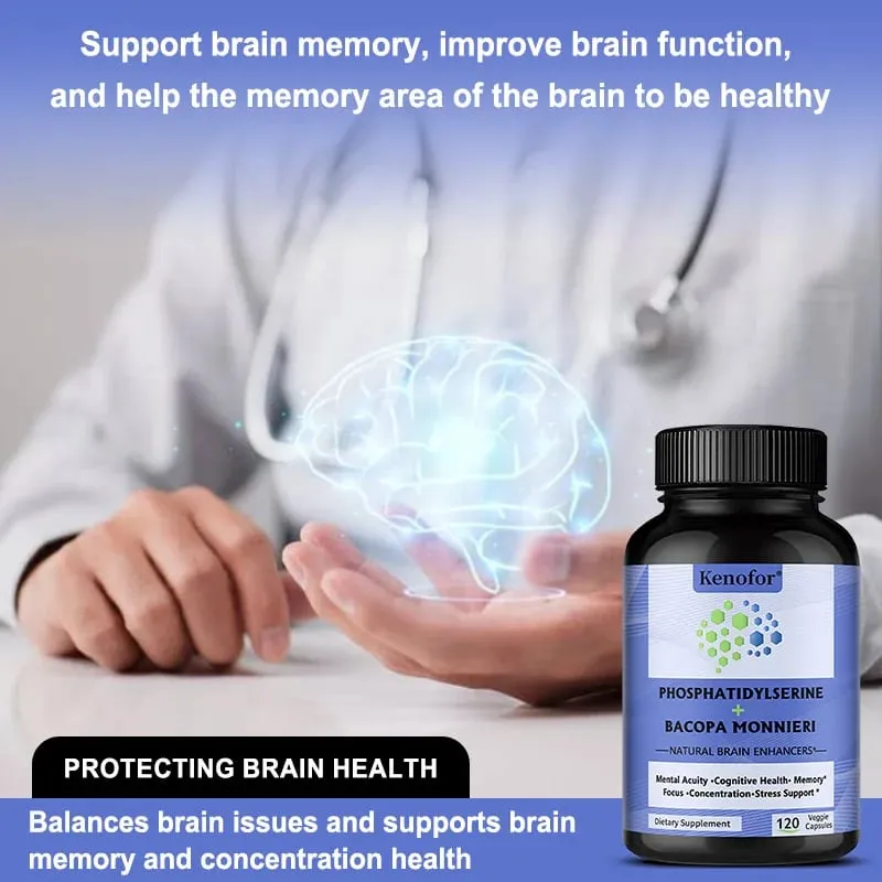 Phosphatidylserine + Bacopa Monnieri Supplement - Helps Memory Cognitive Health Relieve Stress - Brain Nutritional Supplement