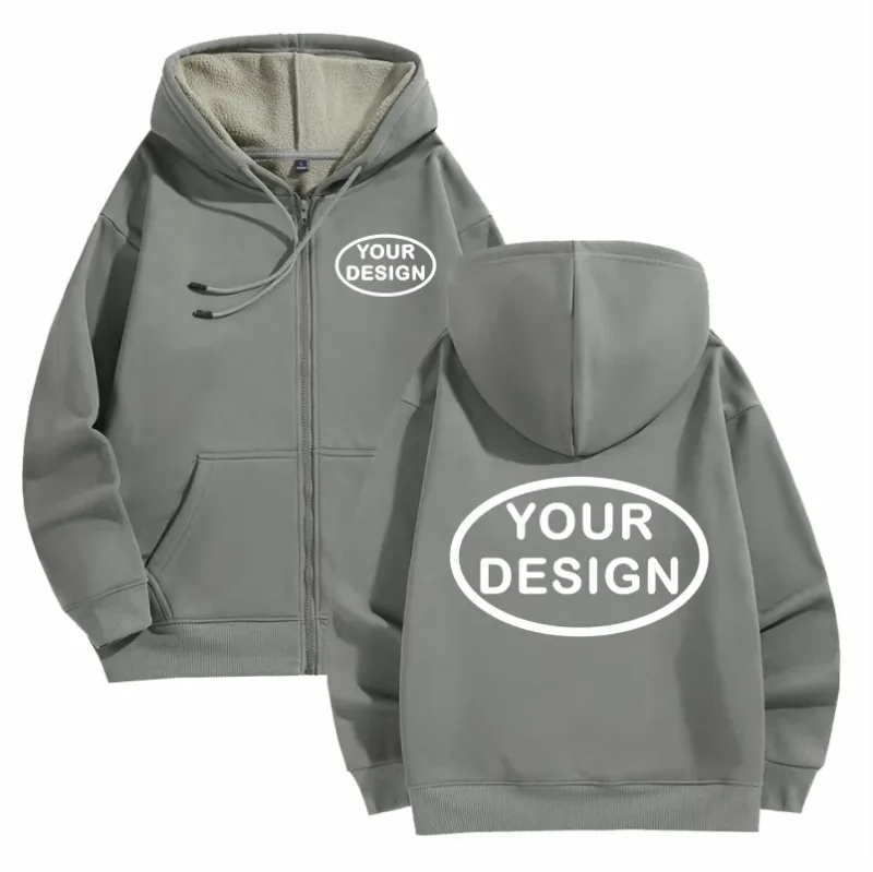 Customize Your Logo Zipper Sweatshirt For Men And Women Loose Casual Fashionable Long Sleeved Sportswear Personalized Embroidery — image 10