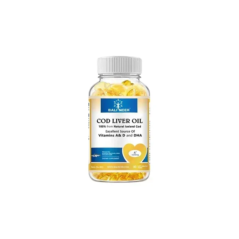 Természetes tőkehalmájolaj lágyzselék – Omega-3-ban gazdag EPA DHA A D-vitamin – Támogatja a szív-agy immunrendszerét, az ízületek és a szem egészségét