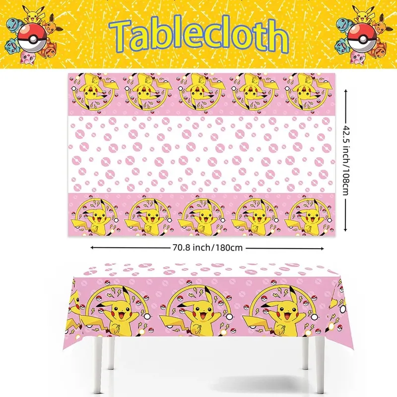 1/10Pcs Pokemon Tablecloth Birthday Decoration Disposable Tablecloth Pikachu Tablecover Kids Birthday Gifts Baby Shower Supplies