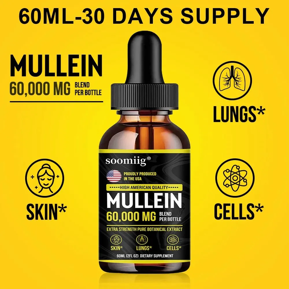 Mullein Leaf Drops - Napakahusay na Mullein para sa Immune Support Detox at Respiratory Support Organic Cleanse Supplement