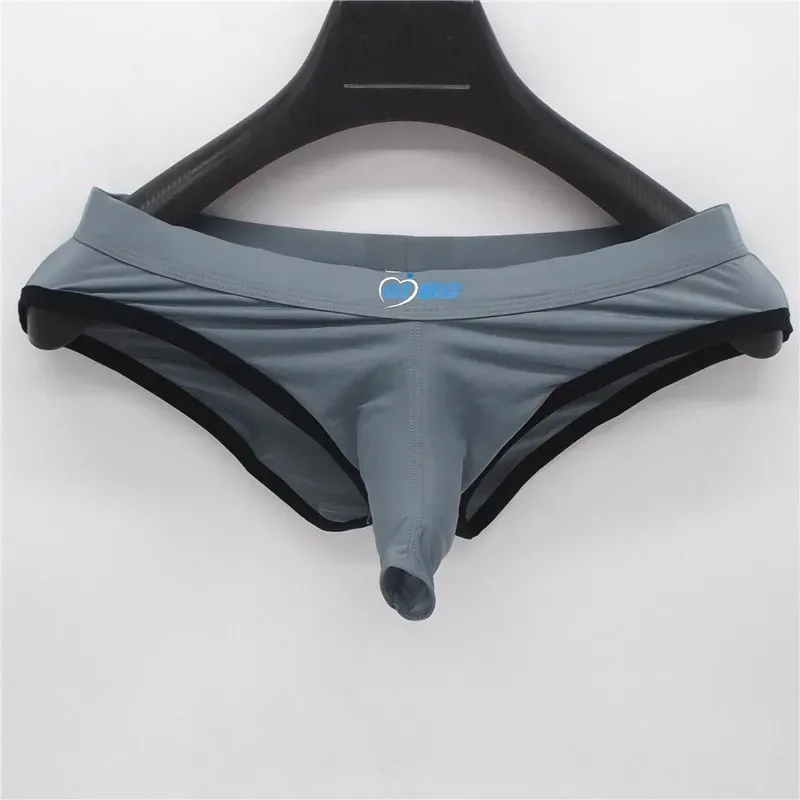 Men's Erotic Briefs Elephant Nose Open Sheath Bikini Gay Sexy Thin Ice Silk Penis Bulge Separate Elastic Quick Dry Sports Tangas