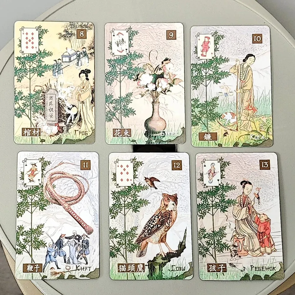 Chinese Lenormand Deck 9*6cm - 37 Pcs Lenormand Cards In Russian and Chinese Language