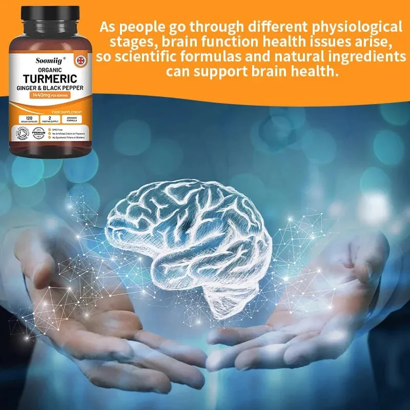 Organic Turmeric Ginger & Black Pepper Capsules Supports Joint Health Cushioning Digestive & Immune & Balances blood sugar
