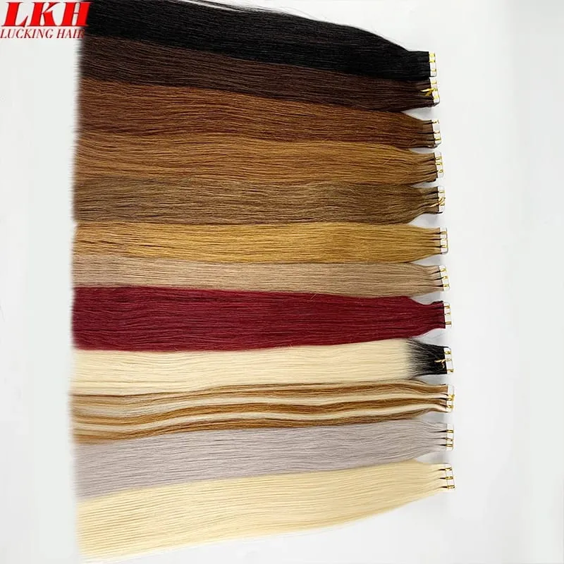 Luckinghair Wholesale 100% Virgin Double Drawn Straight Invisible Human Hair Tape in Extensions Wave Style