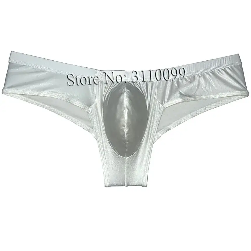 Men's Shiny Silk Mini Bikini Boxer Briefs Underwear Enhance Pouch Bikini Boxers