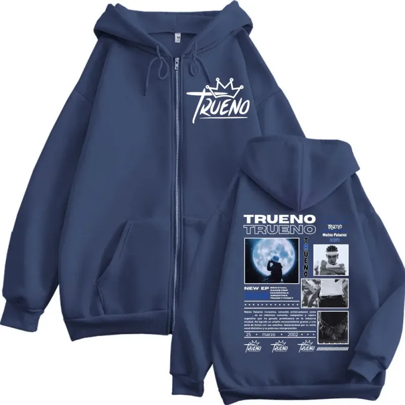 Rapper Trueno doppelseitig bedruckter Kapuzenpullover mit Reißverschluss für Herren Damen Harajuku Hip Hop Sweatshirts mit Reißverschluss Freizeitmode Oversize-Pullover — image 6