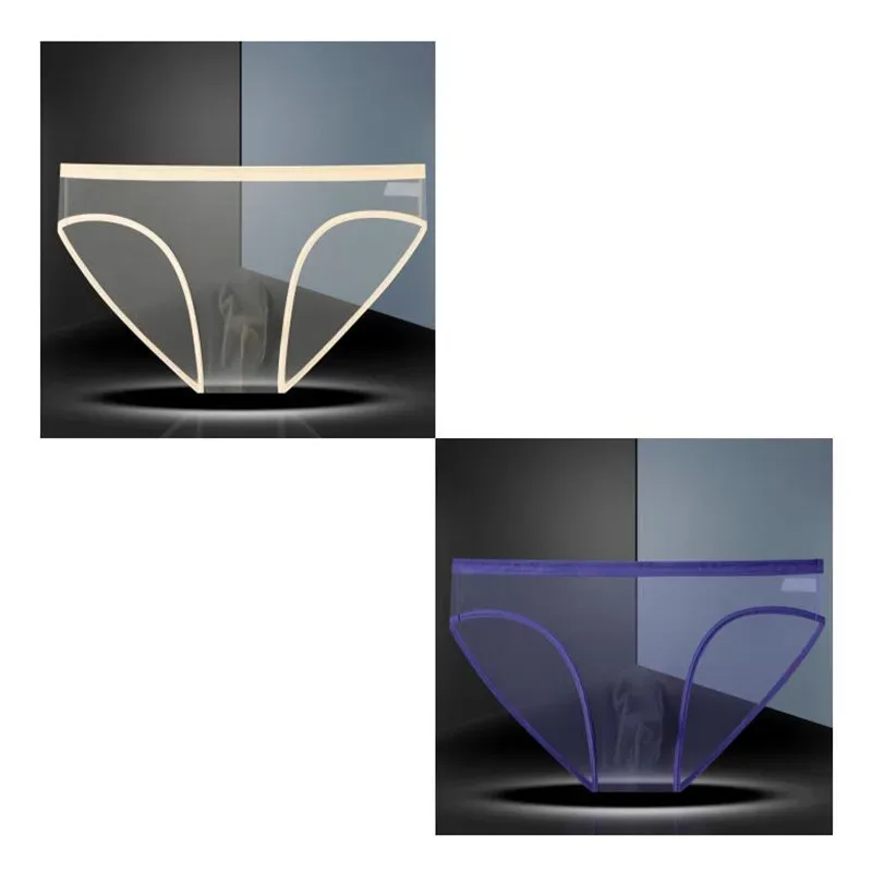 1-2 Pcs Men's Briefs Seamless Transparent Ultra-thin Underpants Breathable Mesh Sexy Male Panties Elastic Underwear Shorts Panty