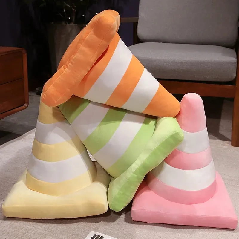 Simulation Traffic cone Plush Pillow Creative Roadblock Stuffed Toy Construction Cone Sign Cushion Doll Kids Boys Road Game Gift — image 6