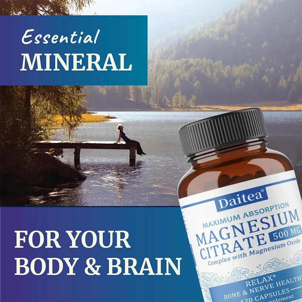 Magnesium Citrate Complex 500 MG para sa Calm Relaxation at Digestion Health Support - High Absorption Magnesium Supplement
