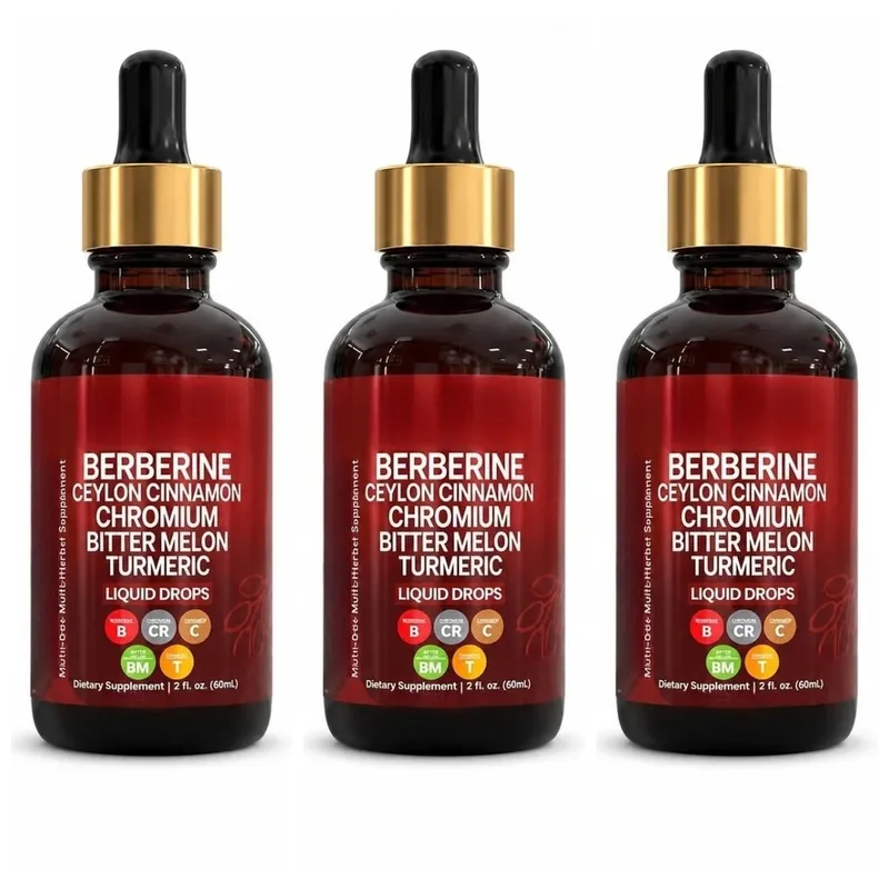 Berberine Liquid Drops Ceylon Cinnamon Chromium Bitter Melon & Turmeric Extract Multi-Ingredient Metabolic Support 60 ML