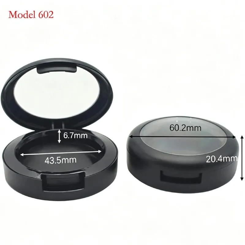 Batch Price For Black Color Round Shape Plastic Makeup Packaging Empty Compact Powder Case Powder Blusher Container