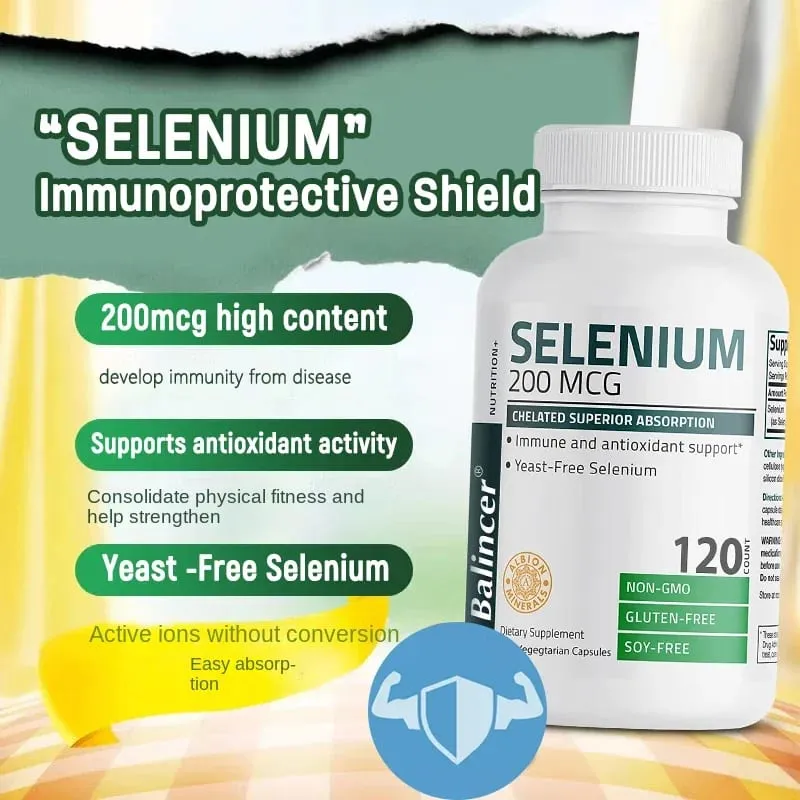 Selenium Supplement - Chelated Amino Acid Complex - High Absorption Antioxidant Enhances Immune Function Thyroid Support