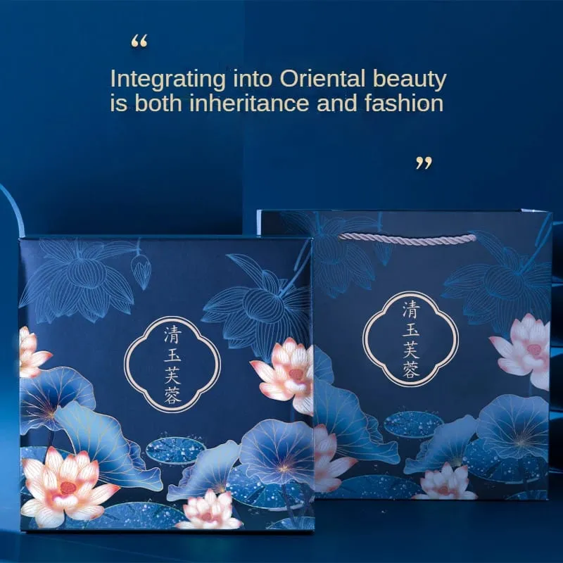 10pcs/set Chinese Style Jade Hibiscus Make Up Gift Box Ten-piece Birthday Gift Carved Lipstick Makeup Set For Makeup Cosmetics