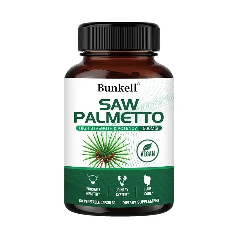 Saw Palmetto Capsules - Promotes Prostate Health Urinary Tract Support Reduces Hair Loss - Vegan