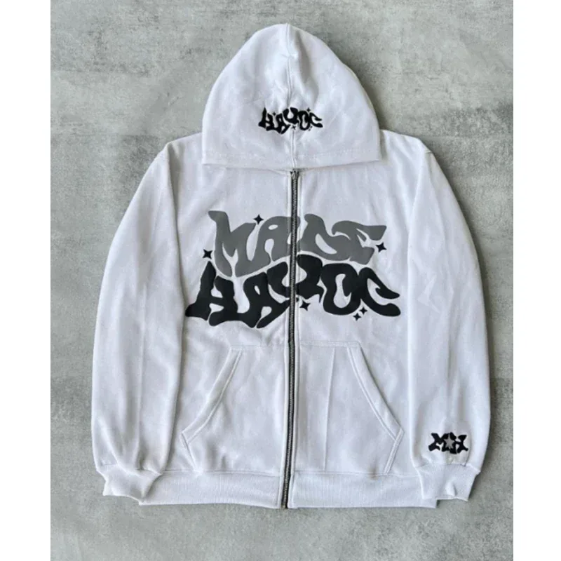 American Retro Star and Letter Printed Zipper Hoodies Women and Men Y2K Spring Autumn Section Lazy Fashion Brand Cardigan Jacket — image 6