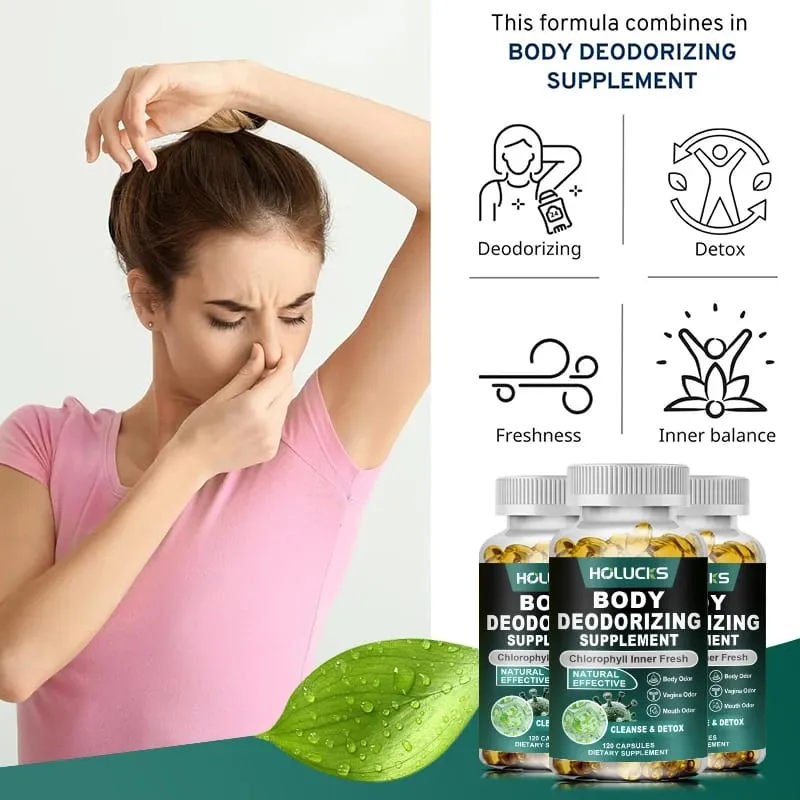 Chlorophyll Capsules Supplement Body Deodorizing & Internal Cleanse Support Digestion Gut & Skin Health Energy Boost