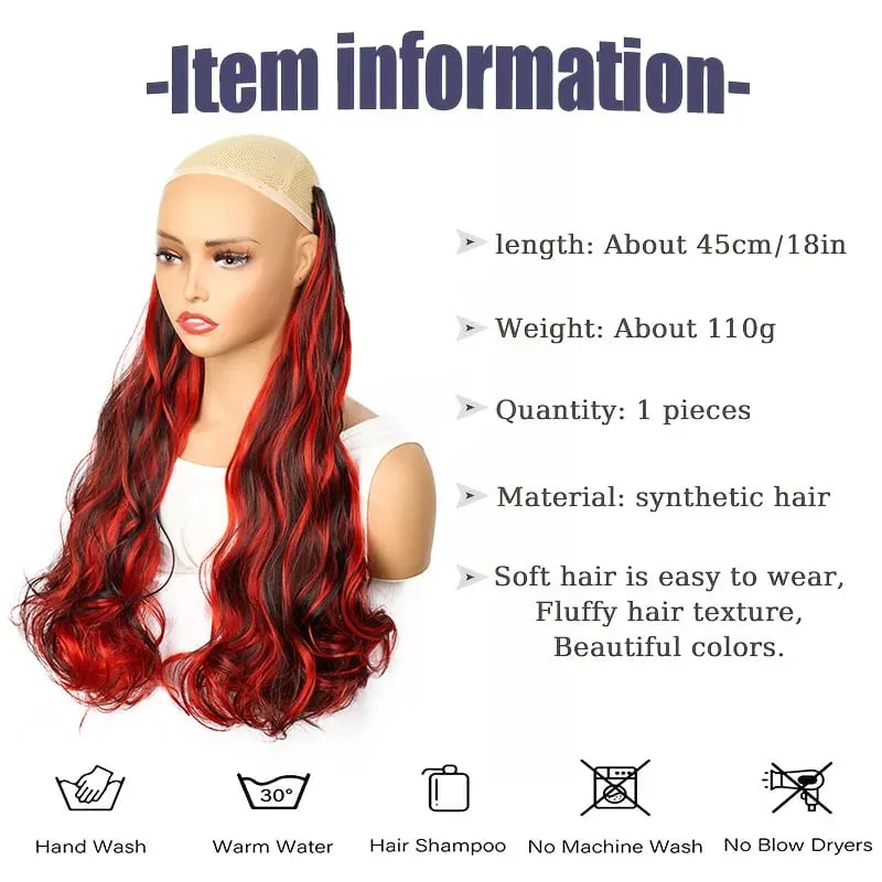 18Inch Synthetic Long Curly Hair Extension One Piece Highlight Rainbow Clip In Hair Extensions Fashion Hairpiece for Women