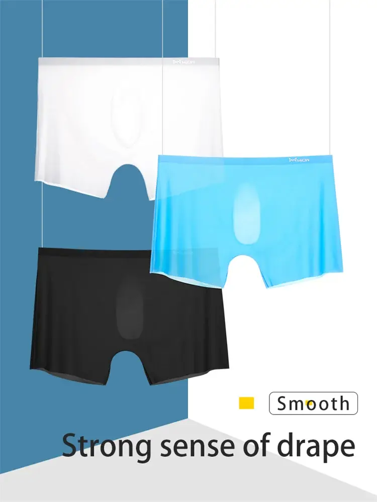 MiiOW 3Pcs Sexy Seamless Boxer Men UnderwearA Graphene Men Boxer Antibacterial Ice Silk Man Underwear Male Boxers MR8052