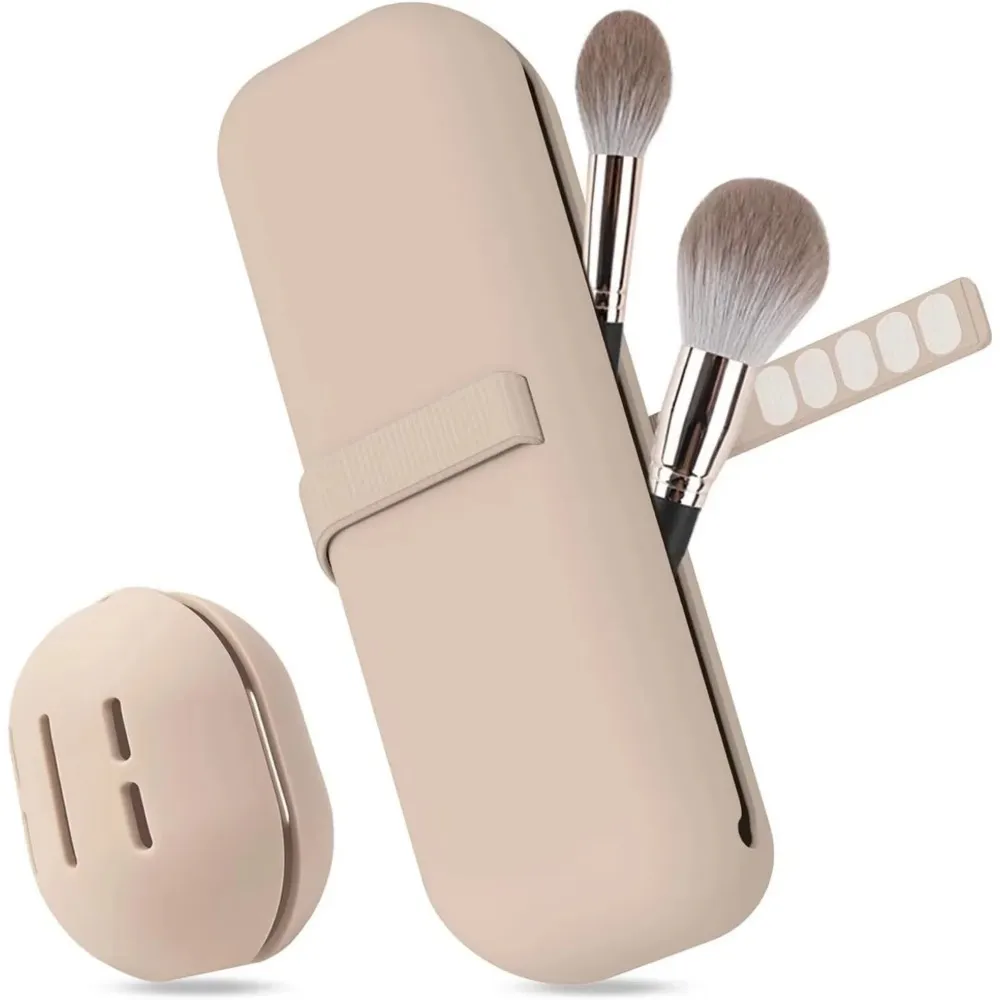 Travel Makeup Brush Holder Silicone Cosmetic Brushes Bag Makeup Sponge Case Portable Waterproof Makeup Tools for Women Girls