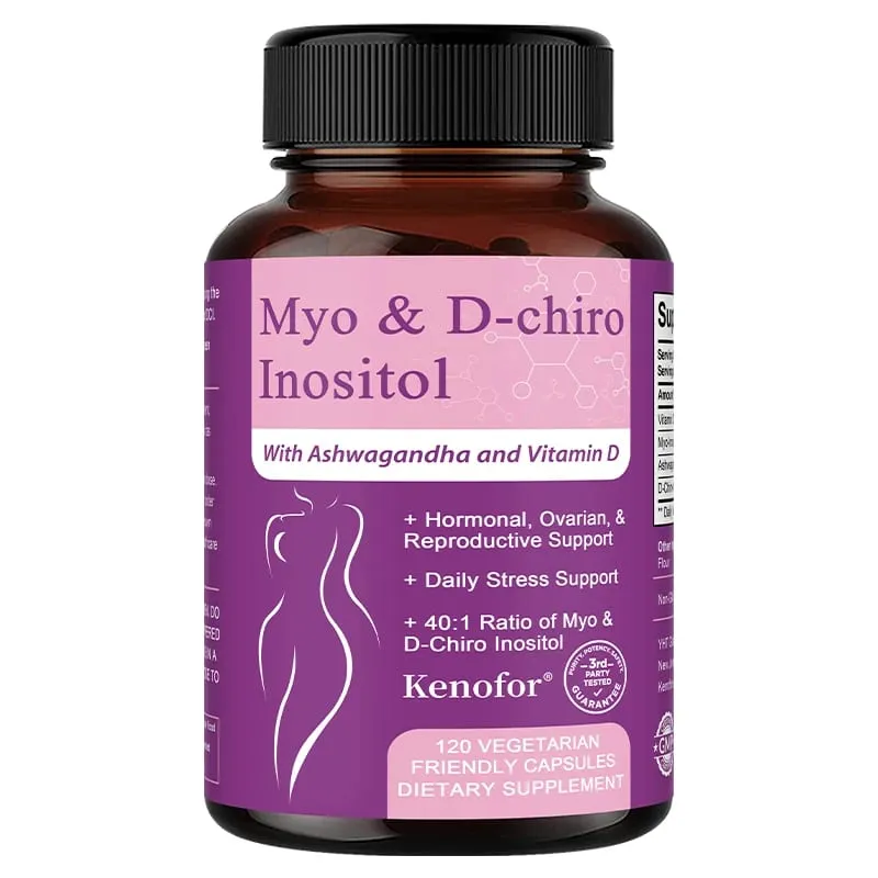 Inositol Supplement with Ashwagandha Improves Muscle Ovarian Function Antioxidant Blood Sugar Balance 120 Veggie Capsules