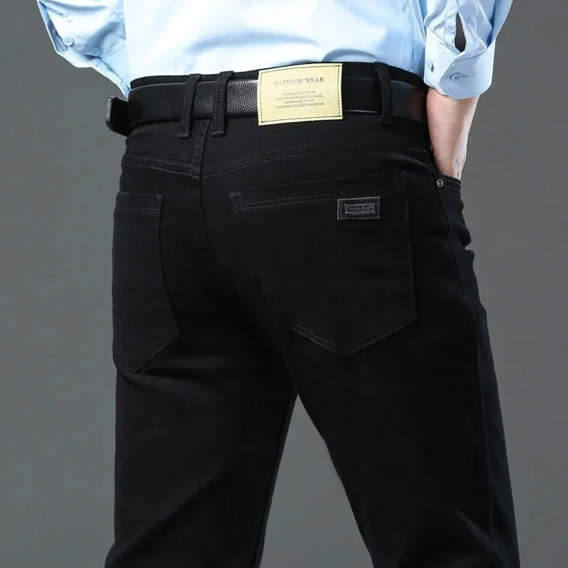 2025 Spring Autumn New Men's Clothing Slim Jeans Fashion Brown Business Casual Stretch Denim Pants Male Brand Trousers 28-44 — image 4