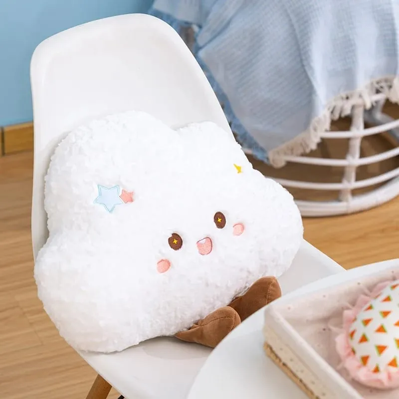 45/55CM Cloud Rainbow Plush Pillow Stuffed Soft Cartoon Weather Sofa Decor Toy Cushion for Kids Bedroom Office