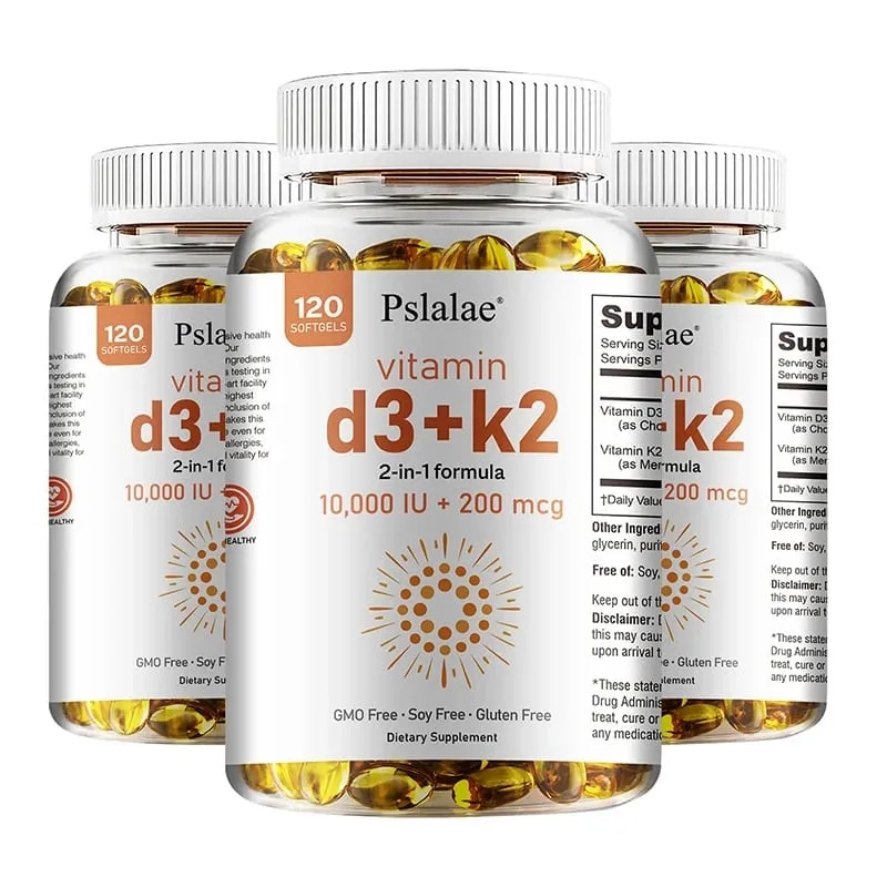 Vitamin D3 10000 IU with K2 200 Mcg | 2 in 1 Support Immune Heart Joint Teeth & Bone Health