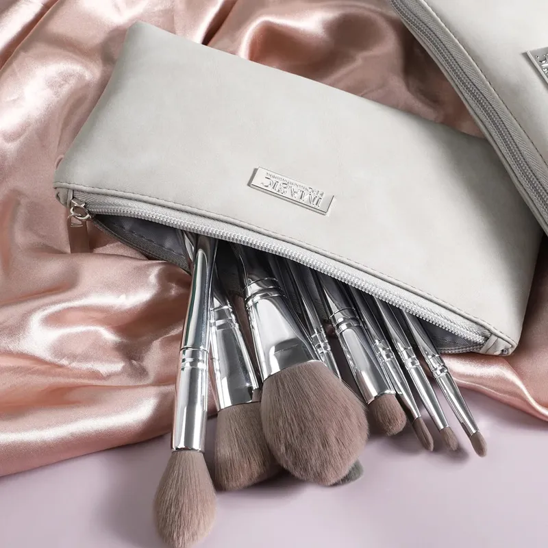 13pc Makeup Brushes Set Foundation Powder Eyeshadow Portable Natural Hair Professional Blending With Storage Bag Cosmetic