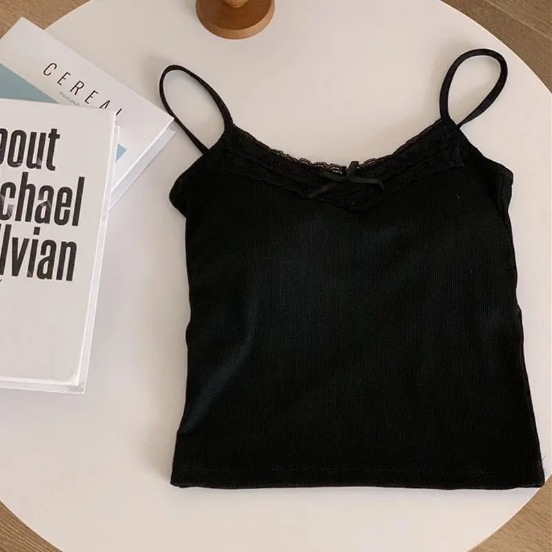 Sommarväst för kvinnor ärmlös spets utan axel Sexig slimmad topp med bröstdyna Fashionabla linne Y2K vadderad camisole för kvinnor — image 10