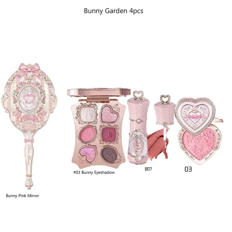 Flower Knows Bunny Shells Collection Makeup Set Eyeshadow Palette Blush Lip Gloss Makeup Bag Matte Glow Shimmer Eye Shadow Kit