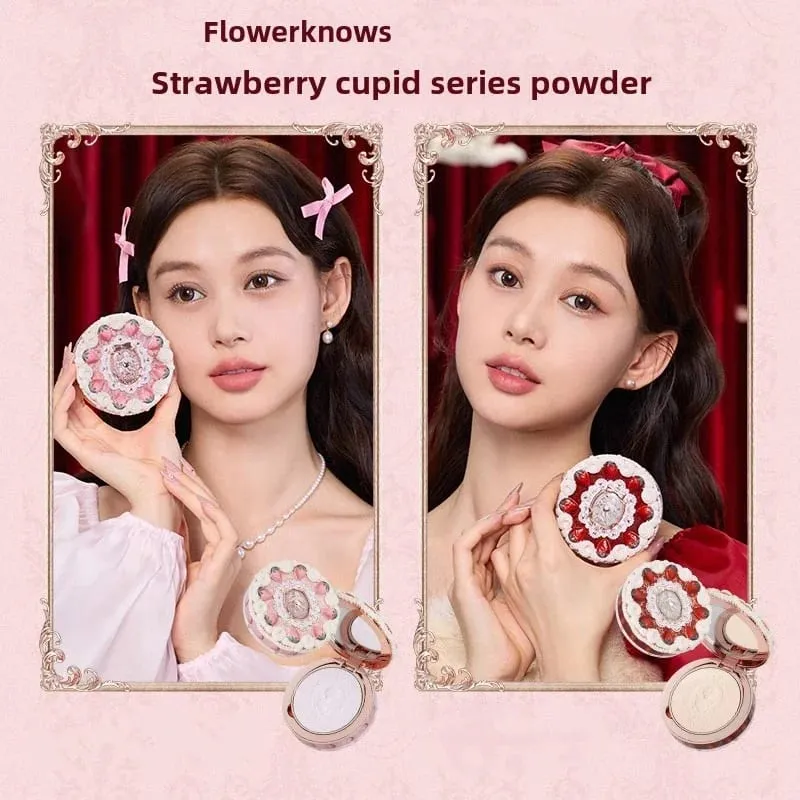 Flower Knows Strawberry Cupid Box Collection Make Up Sets Cosmetics Full Set Palette Pressed Powder Blush Lipstick Gift Box