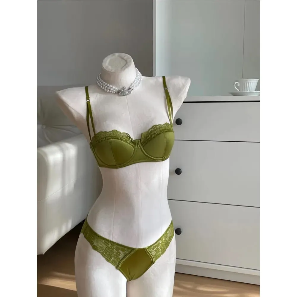 Ensemble de Lingerie française demi-tasse pour femmes, sous-vêtements doux, push-up, fines bretelles, sous-vêtements légers, soutien-gorge d'été, 32-38AB — image 4