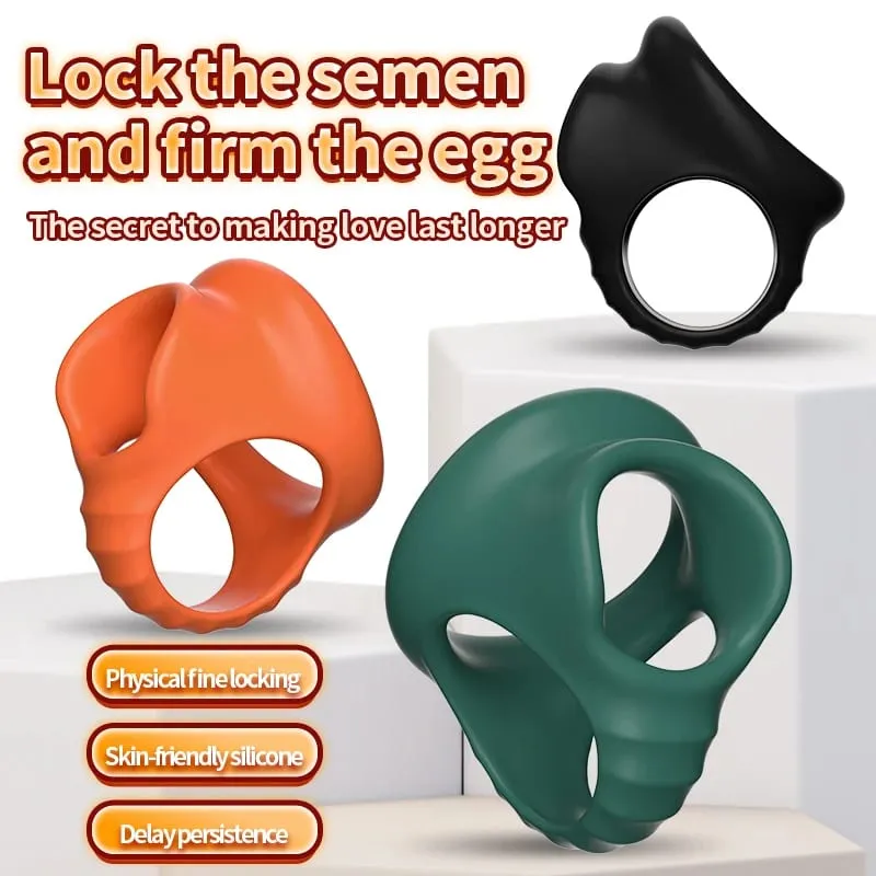 Soft Penis Ring Reusable Delay Ejaculation Lasting Scrotum Lock Ring Ball Scrotum Stretcher Triple Testicle Lock BDSM Sex Toys
