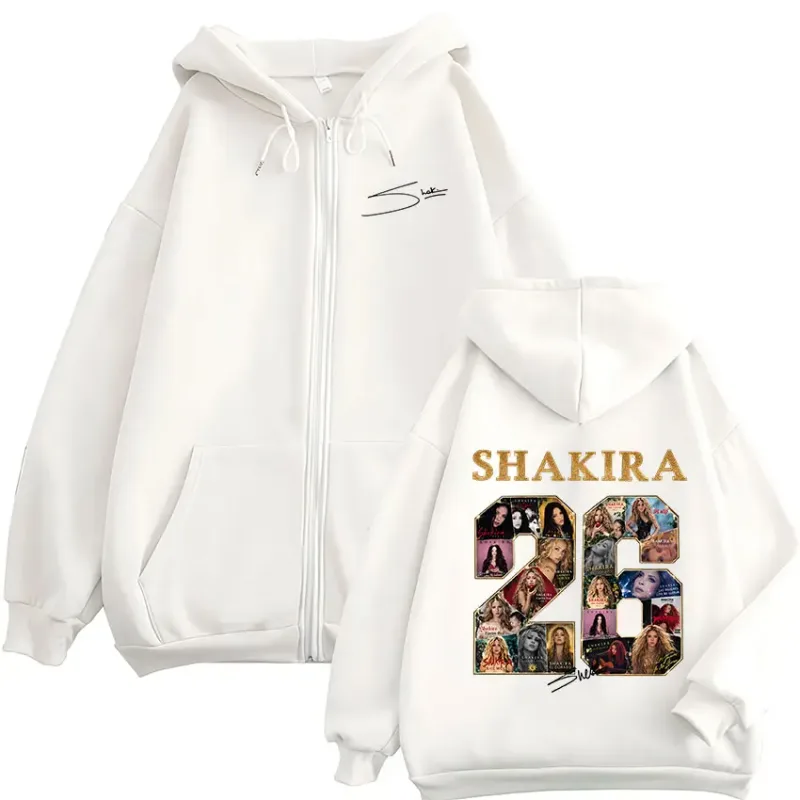 Shakira LMYNL 2026 World Tour Graphic Zipper Hoodies ผู้ชายเสื้อผ้าผู้หญิงแฟชั่นขนแกะแขนยาว Zip Up เสื้อแจ็คเก็ต