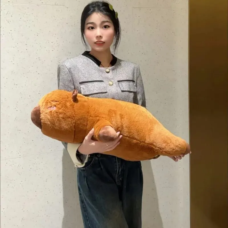 Kawaii Capybara Plush Toy Stuffed Capibara Fluffy Doll Long Sleep Soft Pillow Sofa Cushion Nap Sleeping Toys for School Xmas — image 4