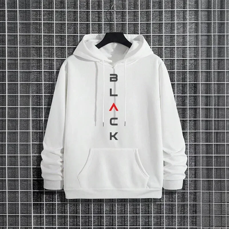 Black Letter Print Hoodies for Man Autumn Winter Hot Sale High Quality Hooded Sweatshirt Home Outdoor Casual Sport Warm Pullover — image 15