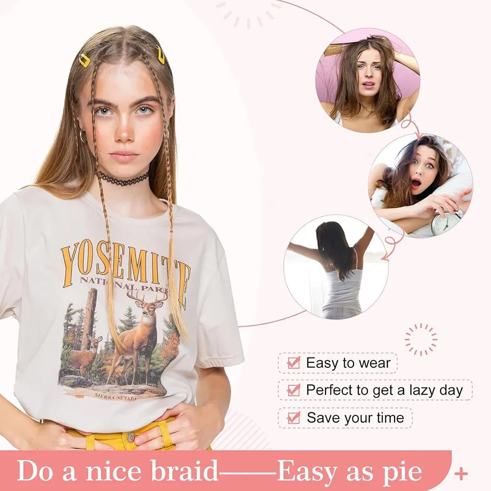 4pcs Synthetic Box Braids Clip In Hair Extensions K-POP Long Hair Braid Extensions For Party Use Y2K Hair Accessories — image 6