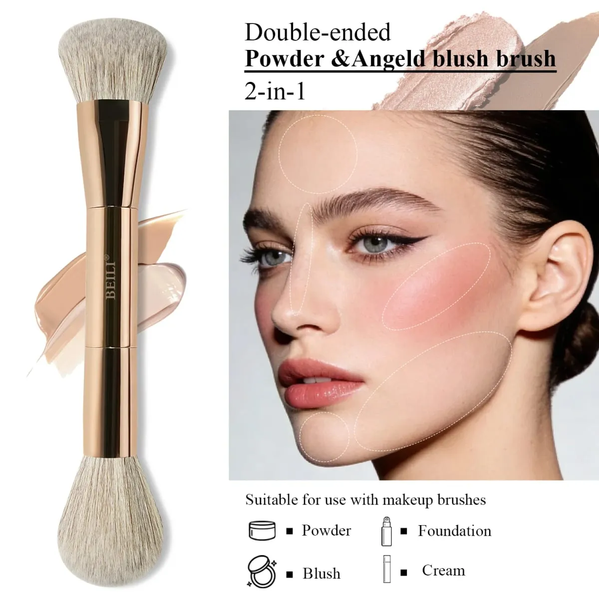Makeup Brush Set Double-Sided Makeup Brushes for Foundation Contour Blush Blending Eyebrow and Eye Shadow Fiber Bright Cyan — image 4