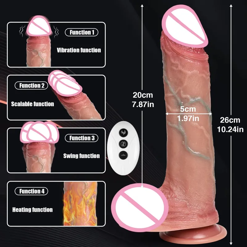 Erotic Dildo Telescopic Vibrator Female Vagina Penetration Realistic Large Penis Anal Plug With Female Sex Toys Heated Thruster