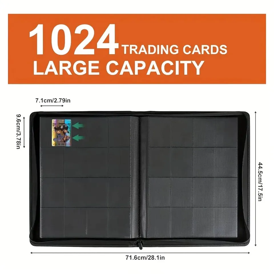1024 Pockets Trading Card Binder Premium 16 Pockets Card Holder Folders Side Loading Card Album for Sport Game Card — image 4