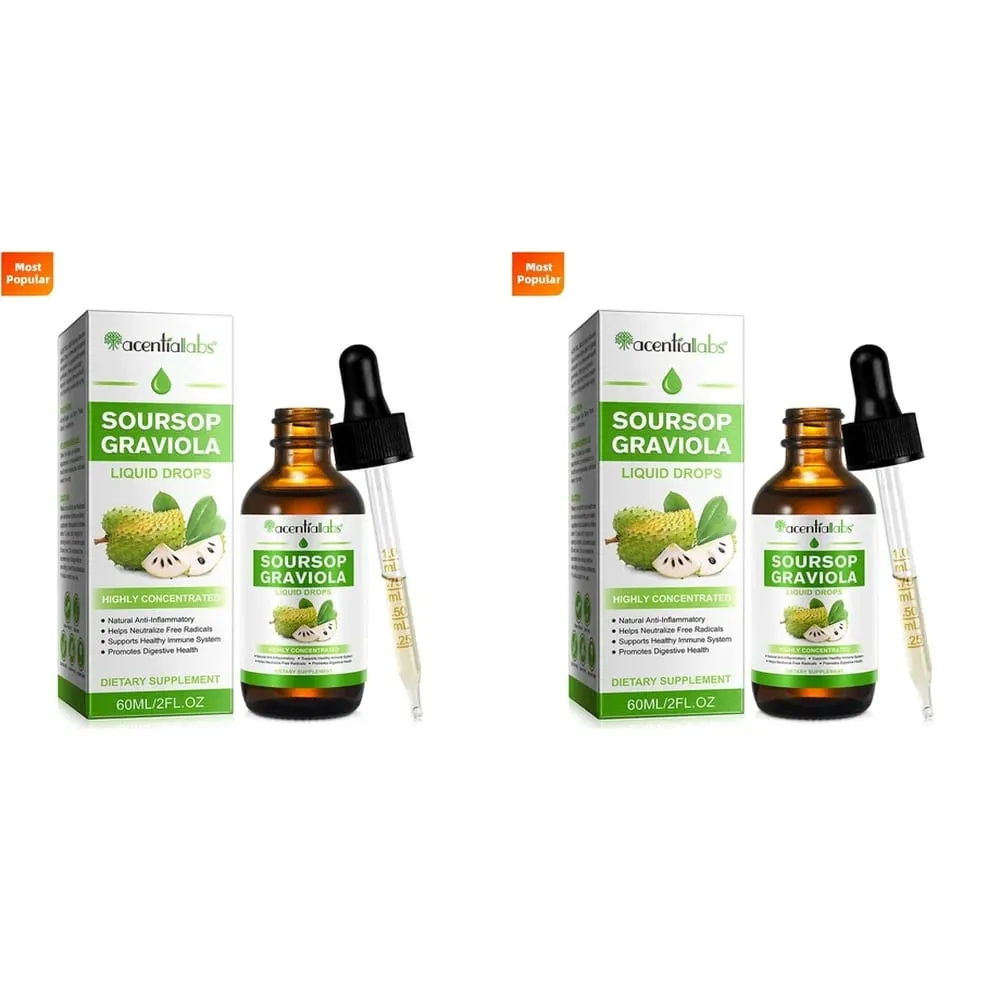 AcentiLabs Soursop Graviola Liquidหยดวิตามินซีรองรับระบบย่อยอาหารสุขภาพระบบภูมิคุ้มกันป้องกันอนุมูลอิสระ 60mlสำหรับผู้ใหญ่