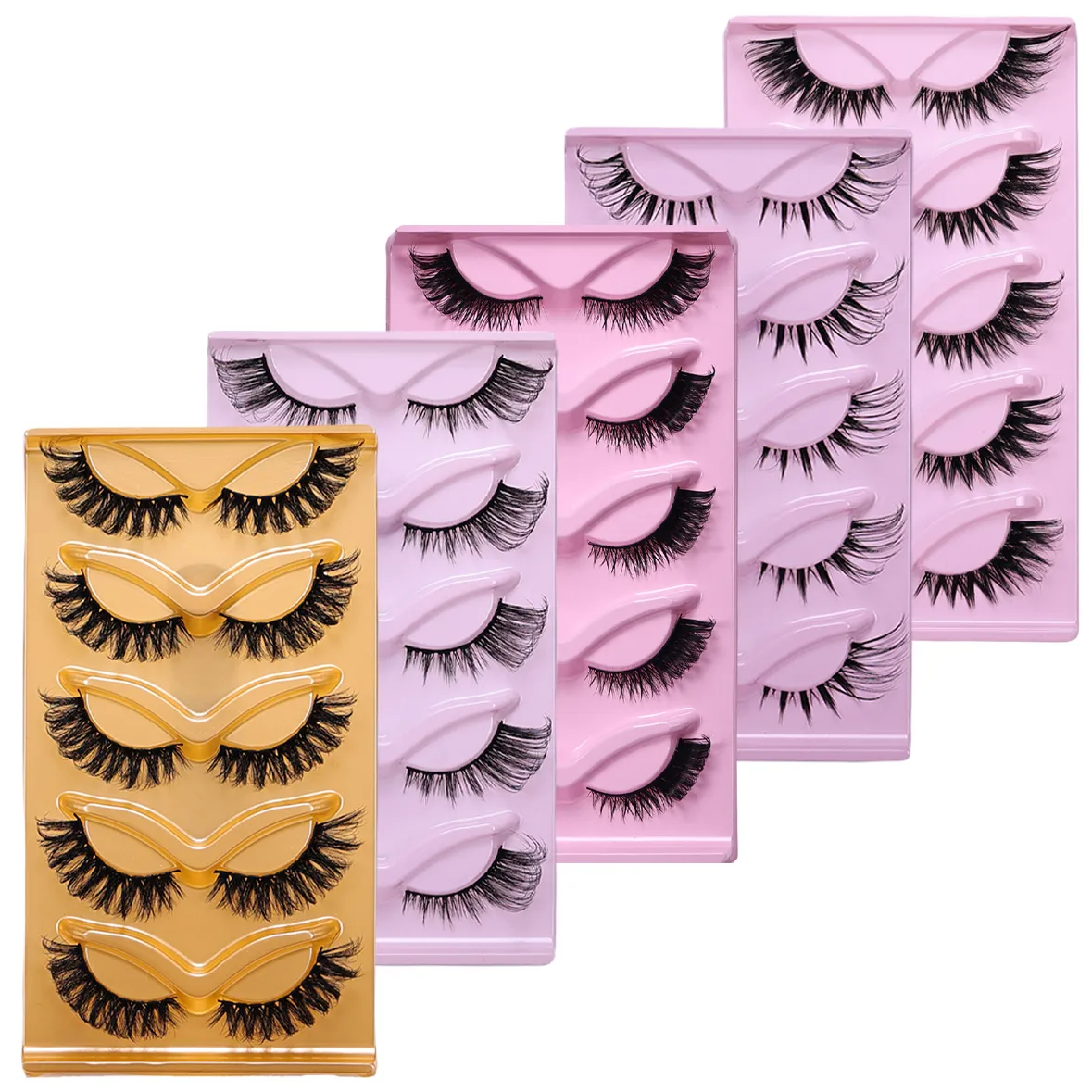 5 Pairs Cat Eye False Eyelashes Eye End Lengthening Long Curling Thick Fluffy All-match Comfortable Fake False Eyelashes — image 4