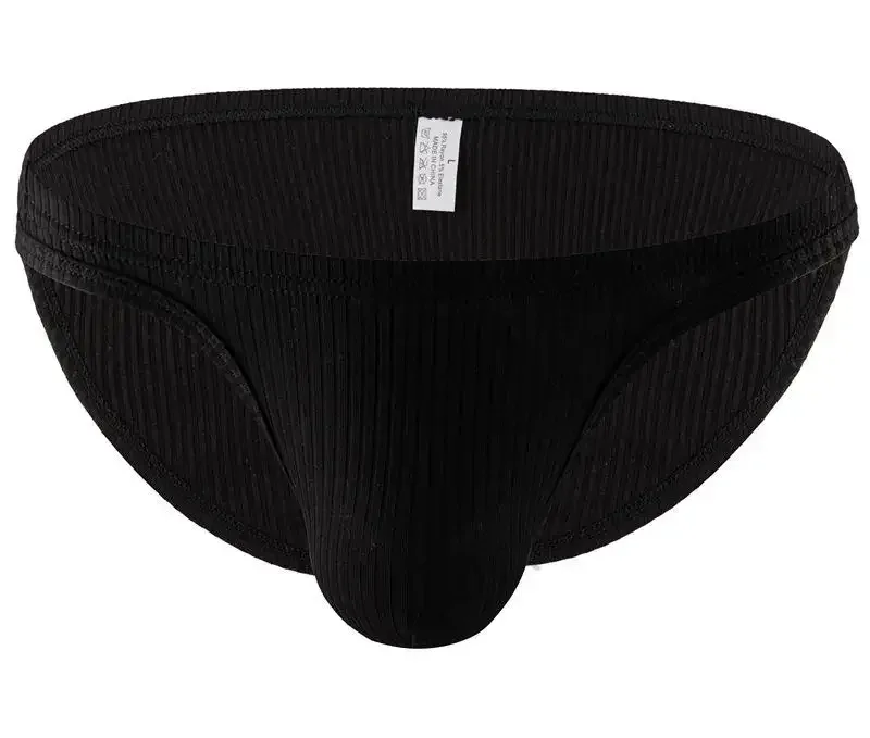 Men's Simple Bikini Youth Ribbed Cotton Breathable Comfy Sports Panties Gay Sexy Low-rise Bulge Pouch Brief Fashionabble Mankini
