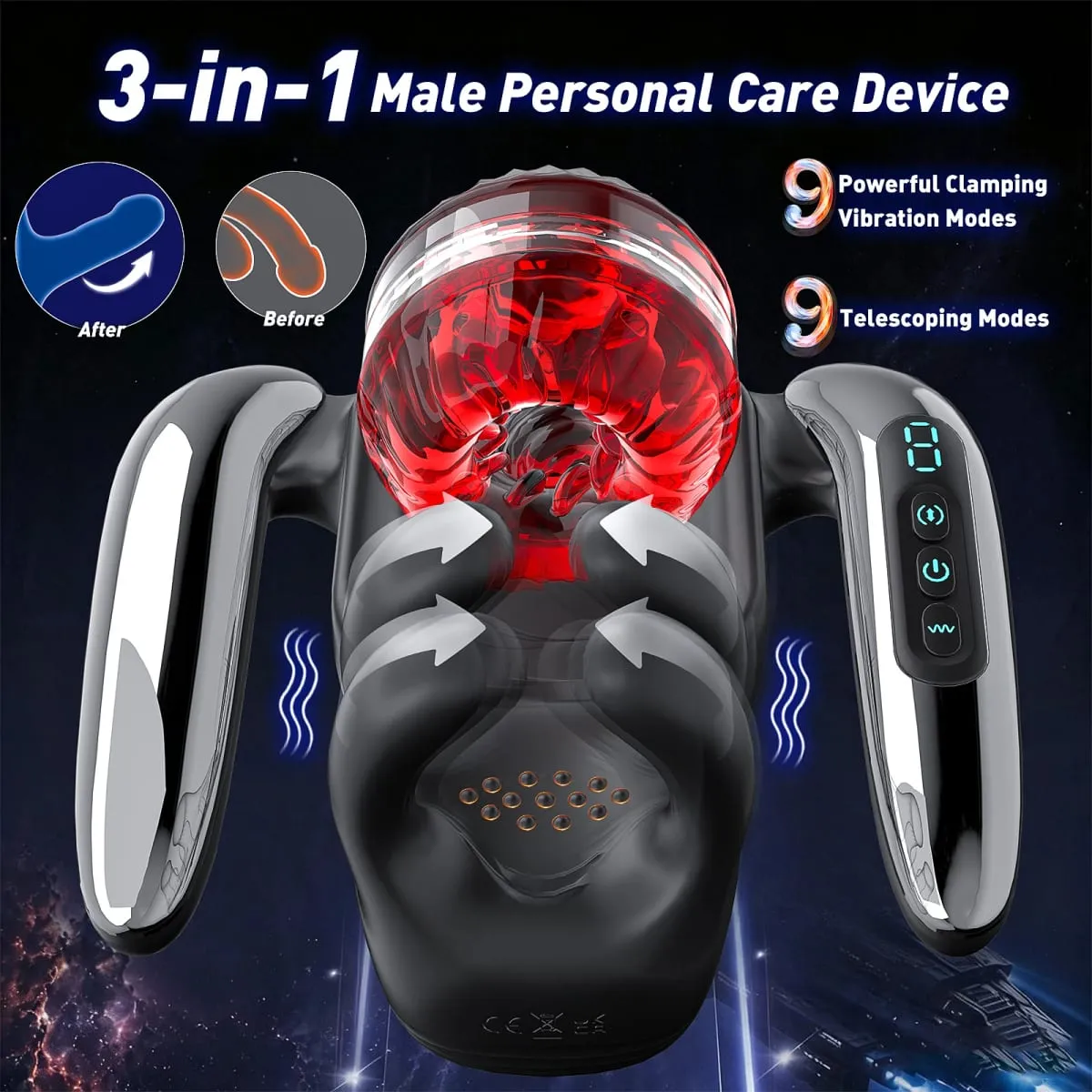 Handheld Automatic Masturbator Cup 9 Telescopic & 9 Vibrating Modes Male Masturbation Blowjob Penis Pump Adults Sex Toys for Men